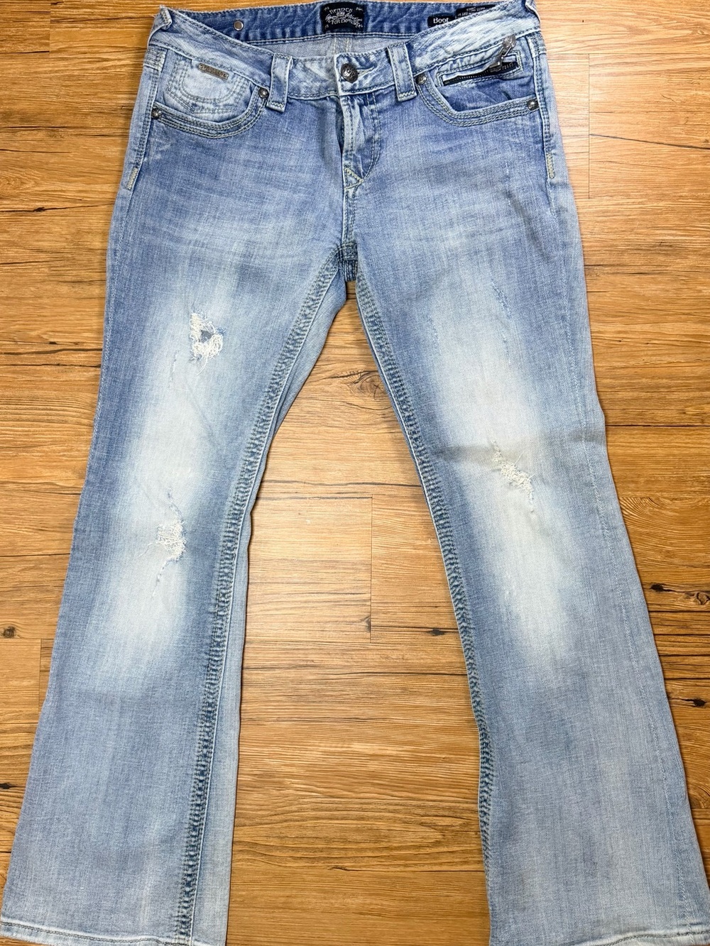 ReRock for Express Bootcut Jeans Womens Light Wash Distressed Y2K 30x28